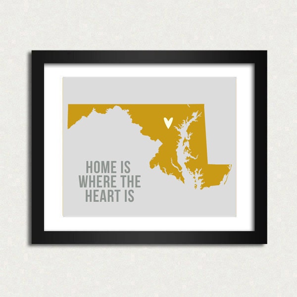 Customize Maryland Home is Art Print 8 x 10 inch Travel Map I heart USA SALE buy 2 get 3