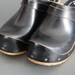 1970s vintage DEEP BLACK sturdy clogs 6 36