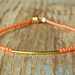 Tiny Orange and Thin Gold Bar Friendship Bracelet