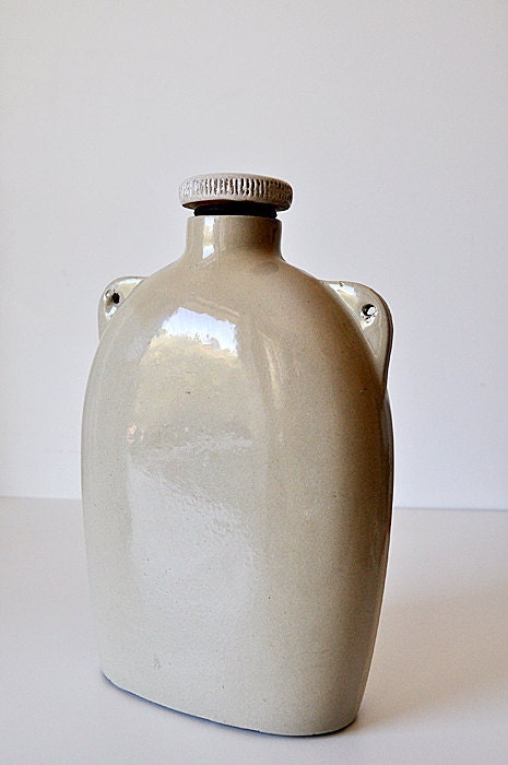 Rare 1800s Antique Stoneware Water Bottle