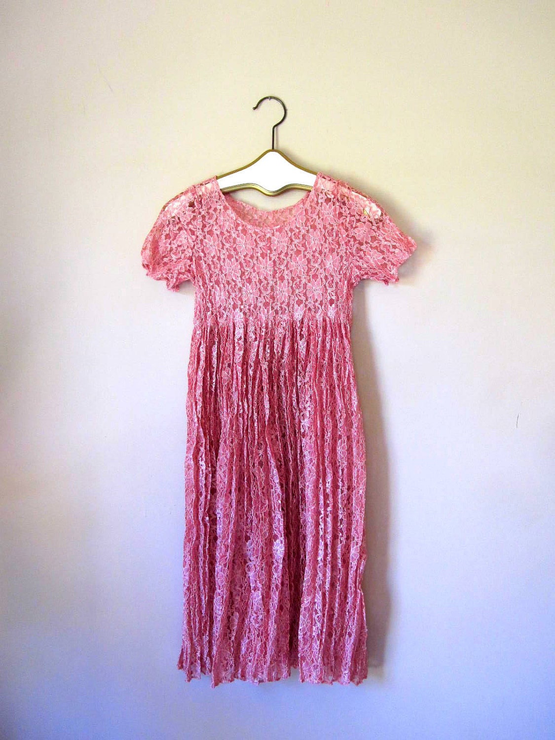 Vintage Dusty Rose Lace Babydoll