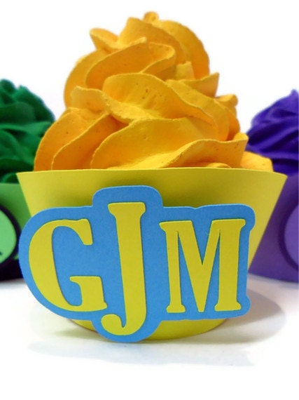 Monogram Cupcake Wrapper Offset - set of 12 Il_170x135