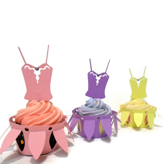 Party Dress Cupcake Wrapper AND Topper set of12 Il_570xn