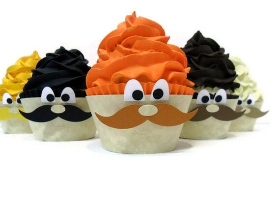 Mustache Cupcake Wrappers - Set of 12 Il_570xn