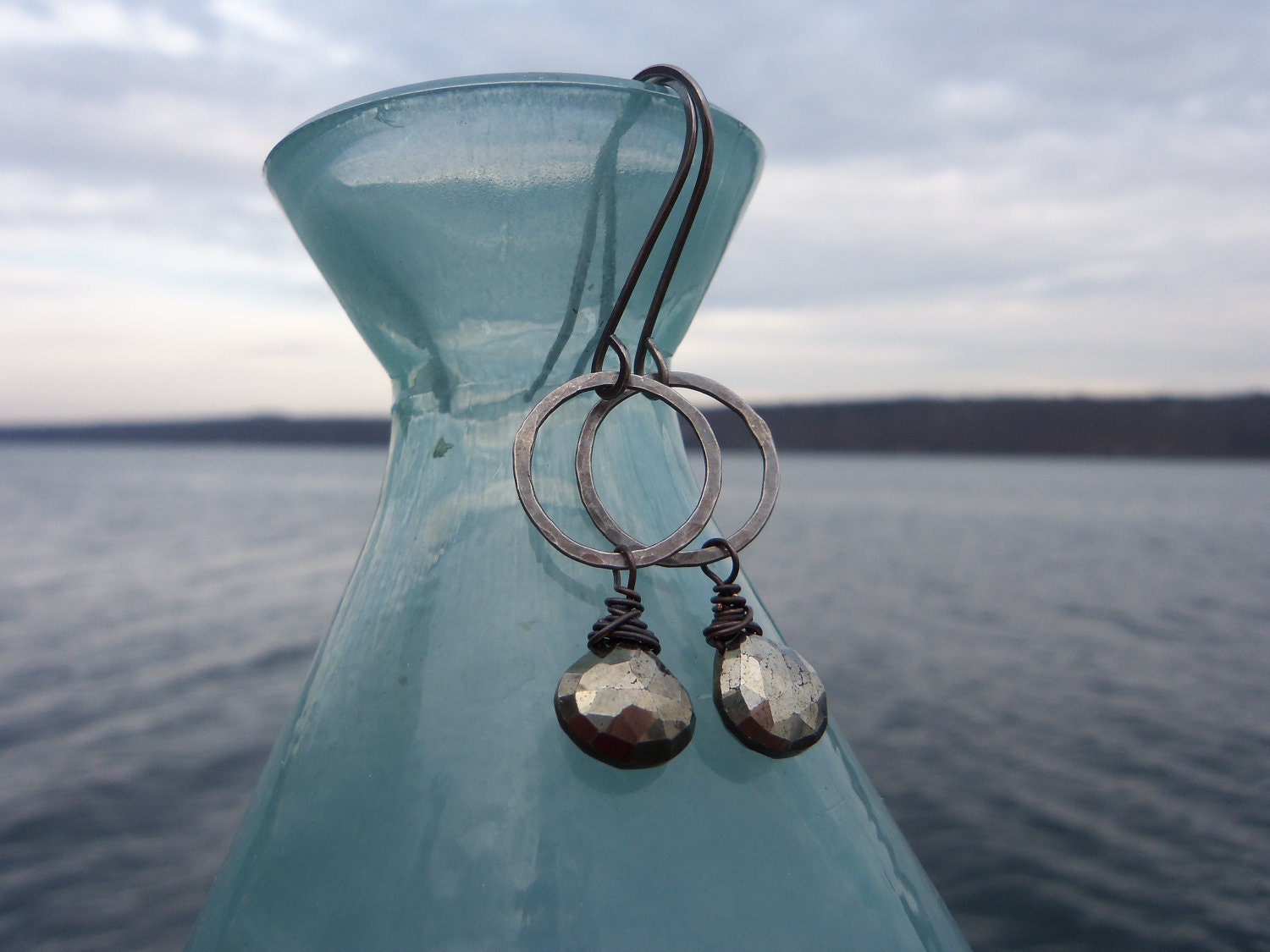 Faceted Pyrite Earrings