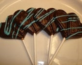 Chocolate Candy Heart Lollipops-Drizzled with your Color Choice-8 Pieces