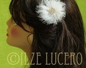Sale ... OPHELIA .... white organza rhinstone bridal clip
