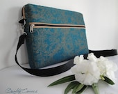 Laptop Bag - Any size - Made to Order - STRAP messenger - Super PADDED - THICK Cotton fabric - Waterproof lining - 2 zippers