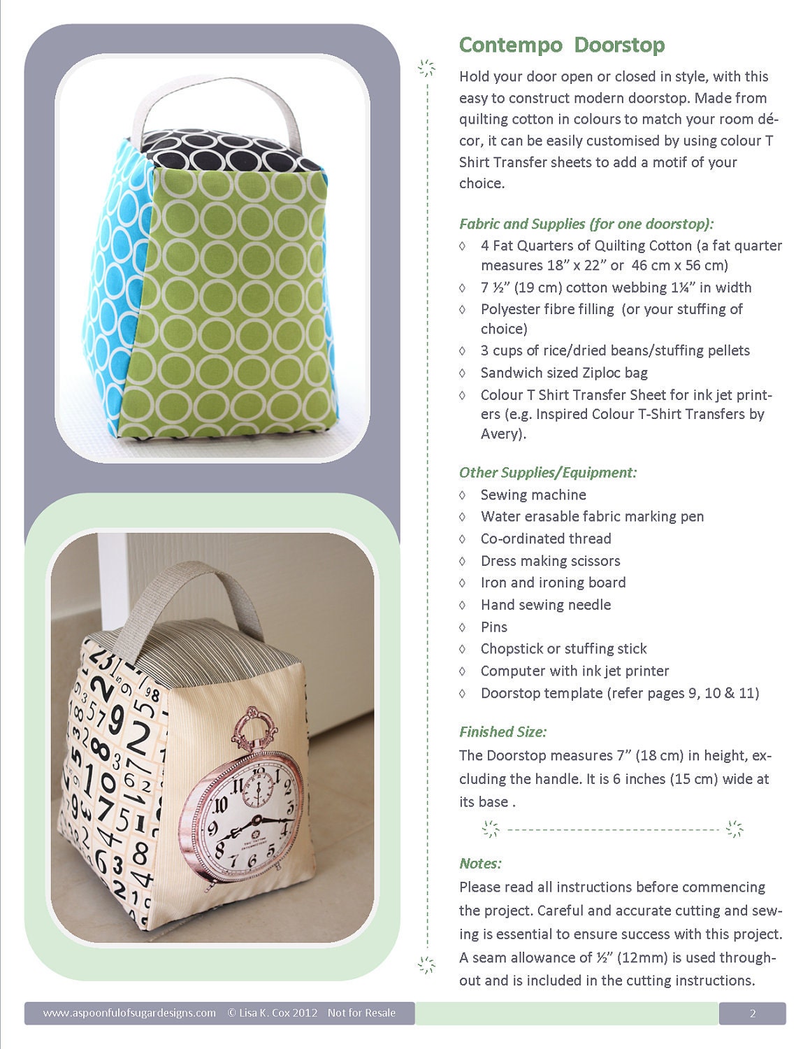 Contempo Doorstop PDF Sewing Pattern