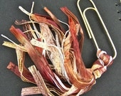Bookmark -  BIG 4" Oversized Paperclip & Fancy Fiber Yarn Tassel - Gold Tan Brown Beige Taupe Sienna Chocolate Novelty Yarns