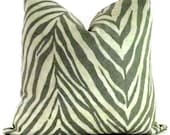 Gray and Ivory Zebra Print Linen Decorative Pillow Cover 18x18, 20x20 or 22x22, Throw Pillow, Accent PIllow, Toss Pillow