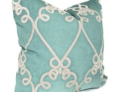Turquoise Windsor Embroidery Decorative Pillow Cover 20x20