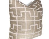 Celerie Kemble Bleecker Taupe Trellis Pillow Cover  18x18, 20x20 or 22x22