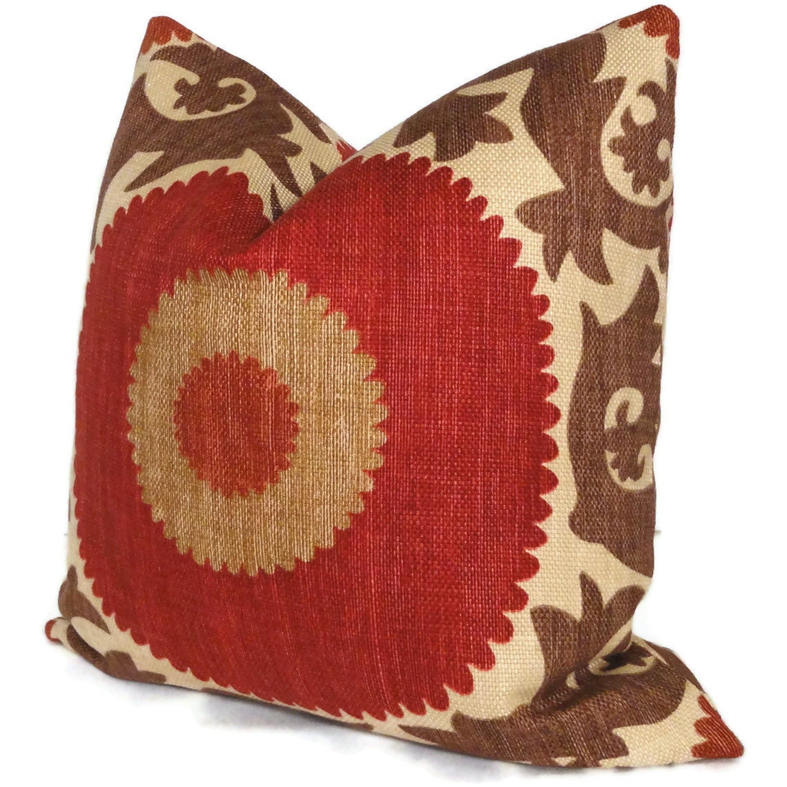 Fahri Clove Red Suzani Decorative Pillow Cover 18x18, 20x20, or 22x22, Decorative Pillow, Accent Pillow, Throw Pillow, Pillow Cover