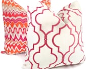 Kravet Pink Embroidered Trellis Decorative Pillow Cover 18x18, 20x20, 22x22, 14x20 or 12x24