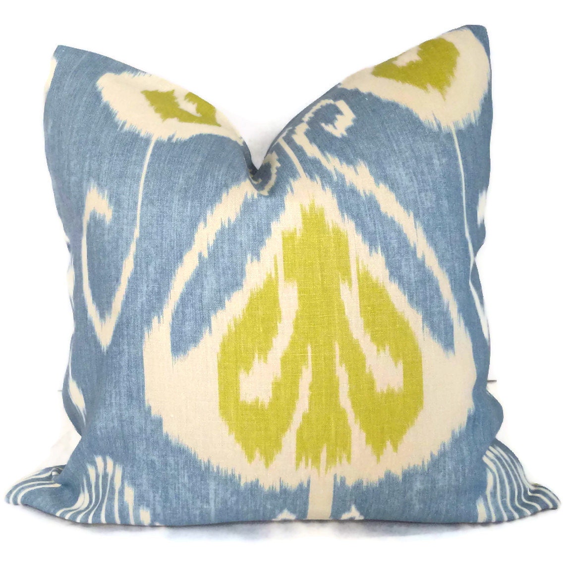 Lime Green and Light Blue Ikat, Kravet Decorative Pillow Cover 18x18, 20x20 or 22x22