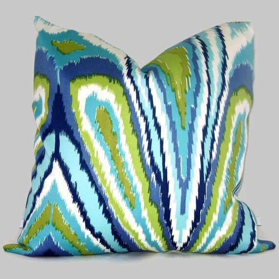 Trina Turk Peacock Designer Indoor Outdoor Pillow Cover, Schumacher, 18x18, 20x20,22x22