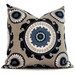 Duralee Blue and Tan Suzani Decorative Pillow Cover 18x18, 20x20, or 22x22, Accent Pillow, Throw Pillow, Pillow Cushion