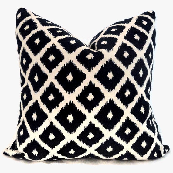 Reversible Blue and White Ikat Decorative Pillow Cover, Accent Pillow, Throw Pillow, Toss Pillow