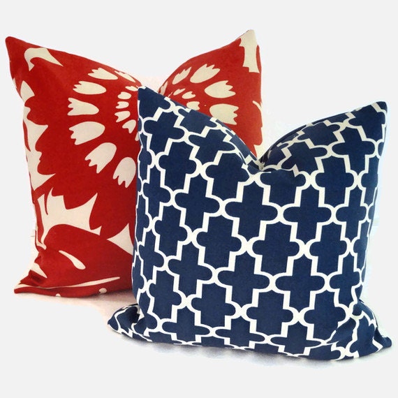 Duralee Red Sunflower Pillow Cover 20x20, 22x22 or 24x24