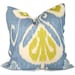 Lime Green and Light Blue Ikat, Kravet Decorative Pillow Cover 18x18, 20x20 or 22x22