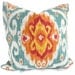 Iman Turquoise and Orange Ikat Decorative Pillow Cover 18x18, 20x20 or 22x22 or lumbar, accent pillow, throw pillow, toss pillow