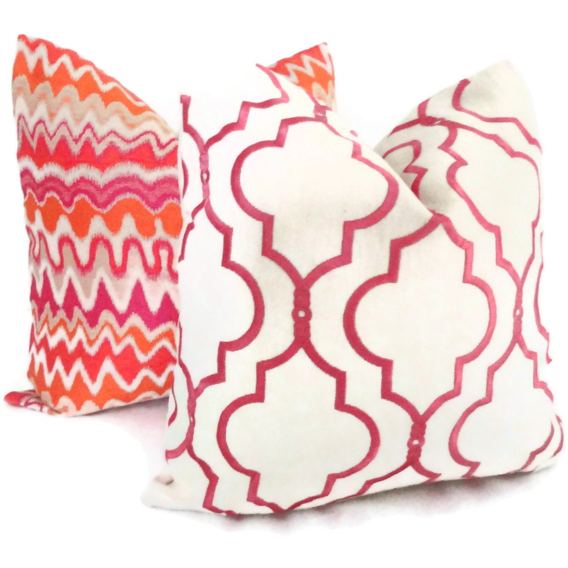 Kravet Couture Orange and Pink Zig Zag Decorative Pillow Cover 18x18, 20x20, 14x20 or 12x24 Throw Pillow, Accent Pillow