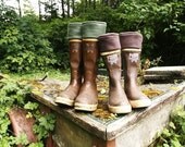 MENS Fleece Rain Boot Liners Fathers Day Gift, Solid Brown, Spring Summer Fashion, Outdoors, Camping, Hiking, Fishing (Made To Fit)