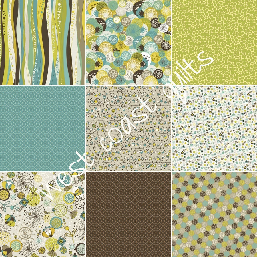 For Megan  Brook Green and Teal and Brown Throw Rag Quilt squares for DIY
