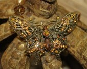 Vintage Assemblage Take Flight Golden Butterfly Necklace One of a Kind Sassy Sisters