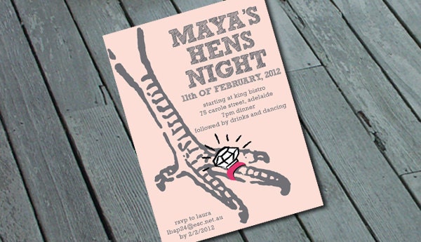 Quirky & Fun HENS NIGHT Party Invitation: Digital printable file