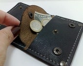 Perfect size wallet from black cowhide leather handcrafted card holder/ wallet /case/ business cards/ cash with coin purse, free monogrammed