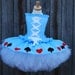 Custom Alice in Wonderland tutu dress corset set made to fit your daughter in a size 12 months through 5T. Larger sizes available