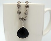 Black oynx sterling silver bezel set pendant