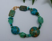 Sea colors bracelet, blue and green stone