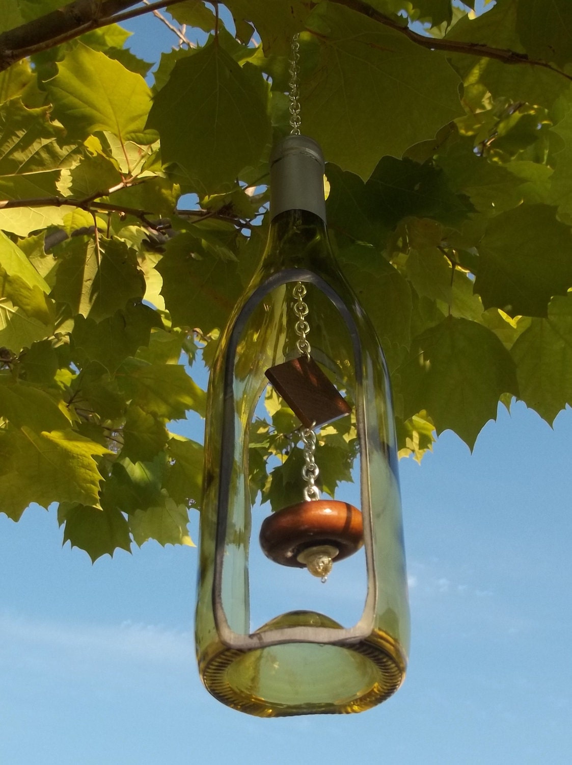 Yellow Wine Bottle Wind Chime