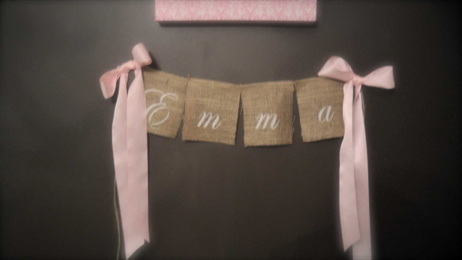 NURSERY NAME WALL Decor - Script Burlap Wall Sign- Baby Boy, Baby Girl, Baby Shower Gift, Vintage inspired Shabby Chic Pastel Nursery
