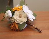 Custom Bouquet- Sweet Summer Flowers- handmade felt flowers with buttons bark-wrapped wire and green sprigs