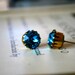 Blue Zircon Crystals in Brass Tiffany Settings, Bright Blue, Bridal Jewelry, Vintage Swarovski, Jewel Tone, Dentelle, Stocking Stuffer