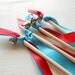 50 Double Ribbon Wand with Bell Wedding Wands Exit Favor