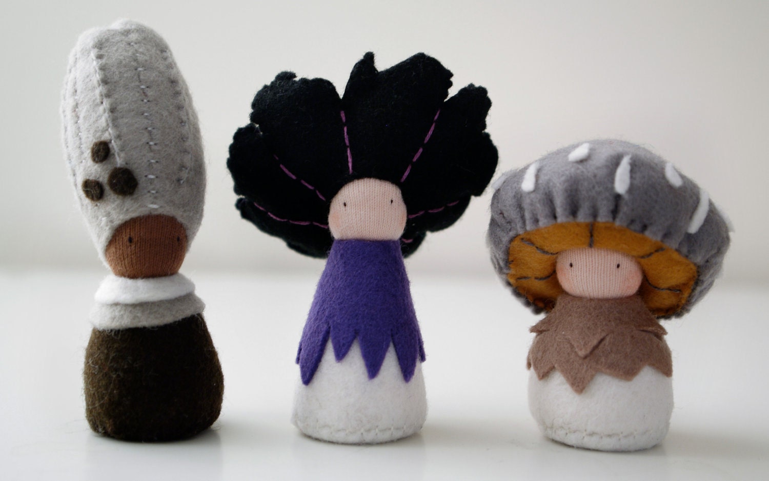 Stuffed Mushroom Fairies / All Natural Felt / Guchi Lupa Tinua