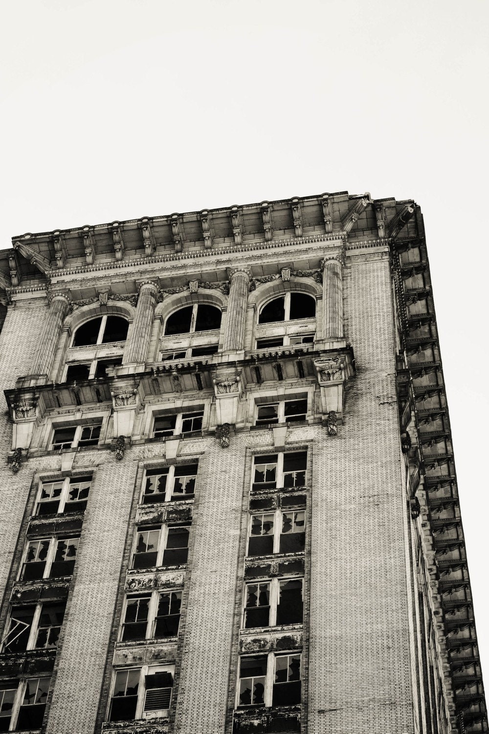 Beauty For Ashes - Fine Art Architectual Photography, black and white, abandoned, Detroit