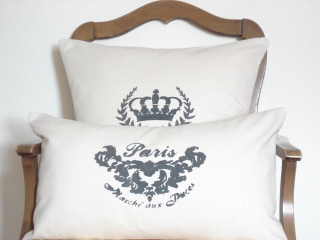 French pillow/ Paris Flea market Hand painted pillowcover