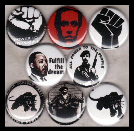 8 Brand New 1" "Black Panthers" Button Set