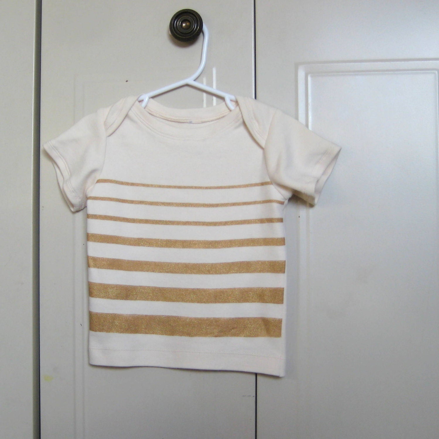 80's inspired striped tee-toddler/baby girl, 12-18 month (upcycled)