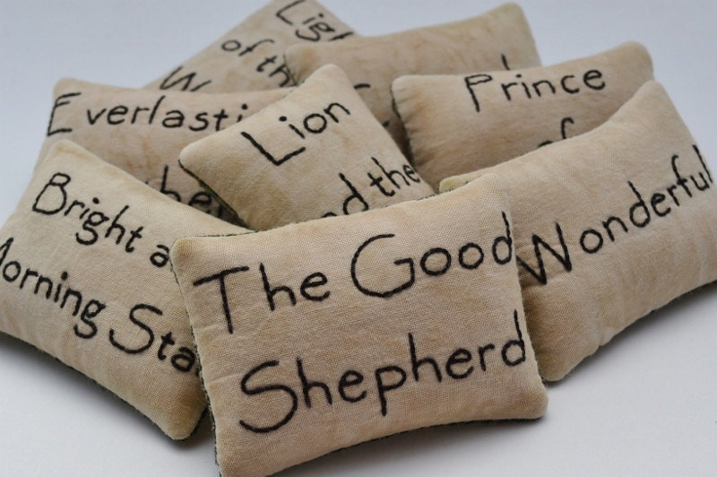 Names of Jesus Christian Bowl Fillers - Tucks - Ornies - Decorative Pillows - Primitive - Easter - Home Decor - Black - Gingham