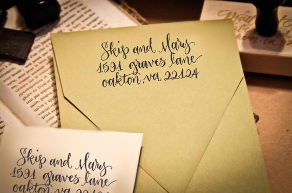 Custom Calligraphy Address Stamp -- Elle Style All handwritten