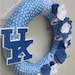 University of Kentucky Wreath UK Blue White Polkadot Ribbon Fall Rose Style Felt Flower 12"