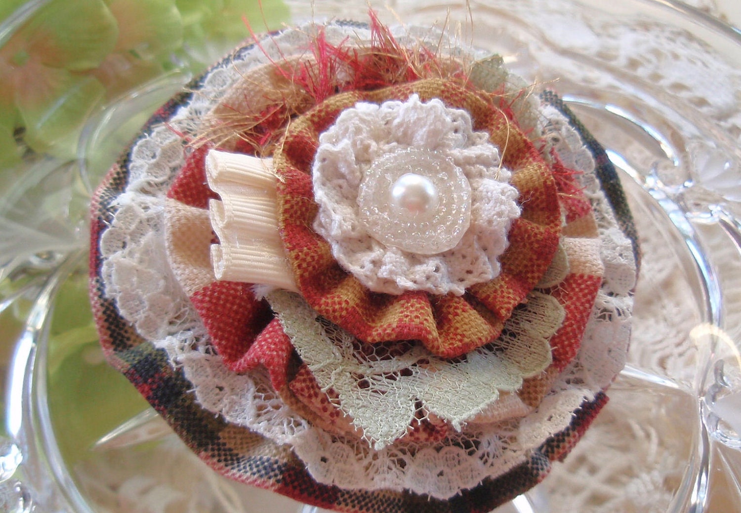 Flower Pin Hair Clip Brooch - Autumn Leaves - Layered Hair Clip/Corsage Pin - Bella Tresses - Hair Embellishments