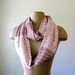 Coral Infinity Scarf - Coral Peach Flowers and Stripes - Handmade Cotton Jersey Circle Scarf - Womens Scarves